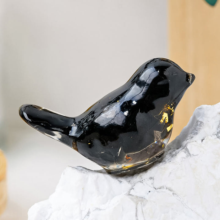 Escultura de pájaro de cristal natural de Olivenorma con piedras preciosas decorativas