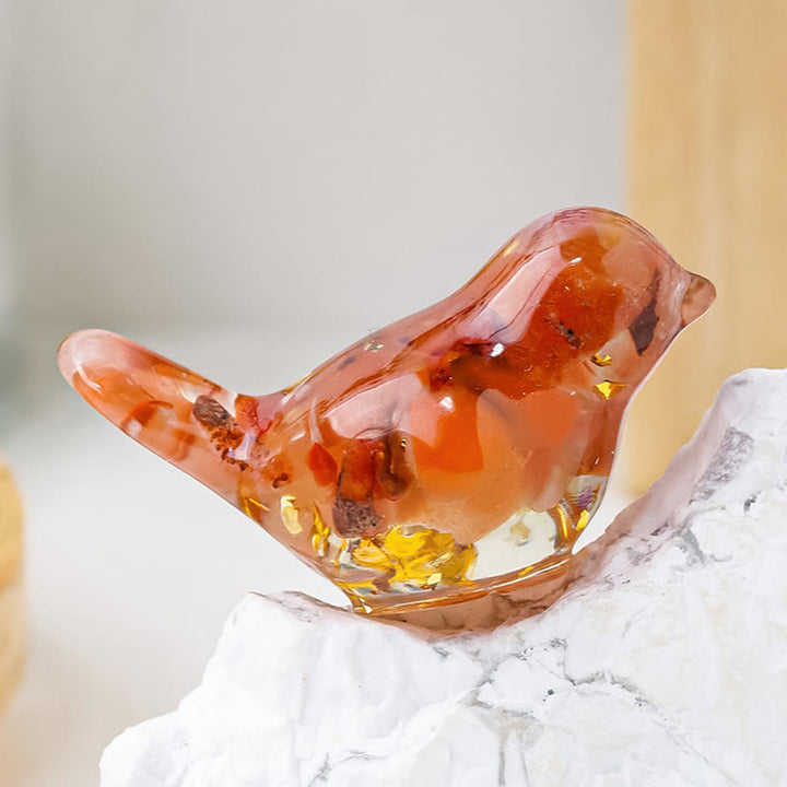 Escultura de pájaro de cristal natural de Olivenorma con piedras preciosas decorativas