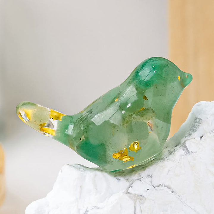 Escultura de pájaro de cristal natural de Olivenorma con piedras preciosas decorativas