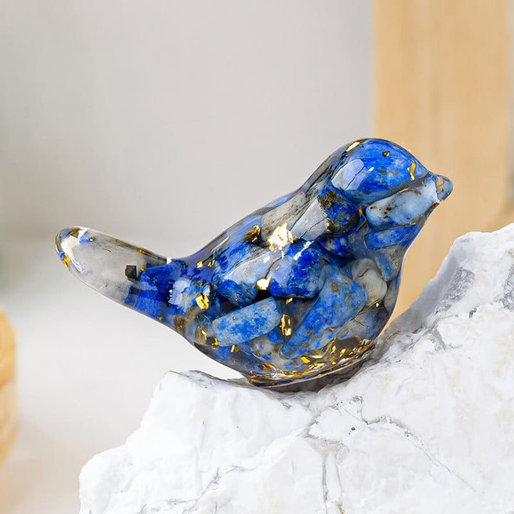 Escultura de pájaro de cristal natural de Olivenorma con piedras preciosas decorativas
