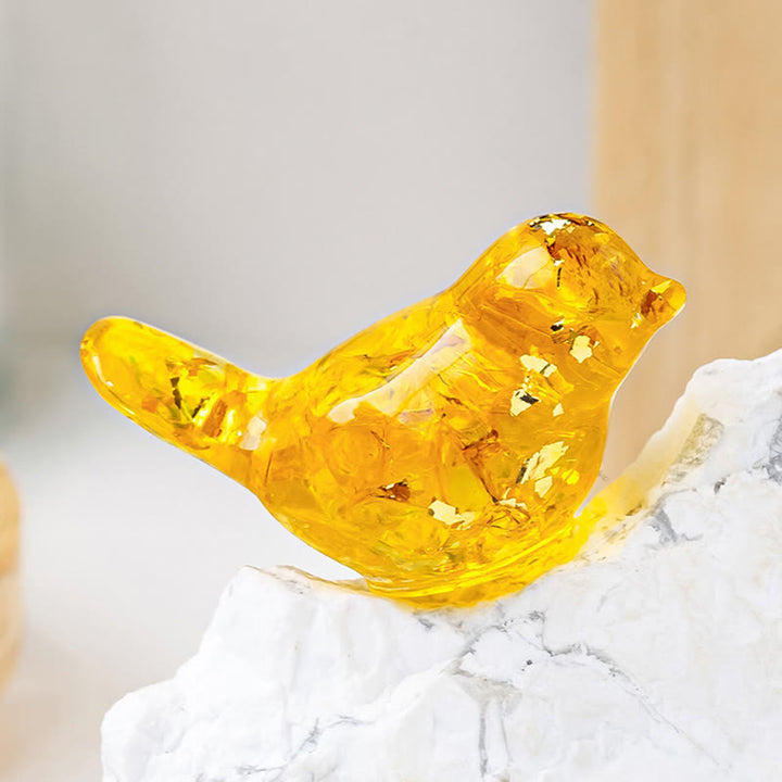 Escultura de pájaro de cristal natural de Olivenorma con piedras preciosas decorativas