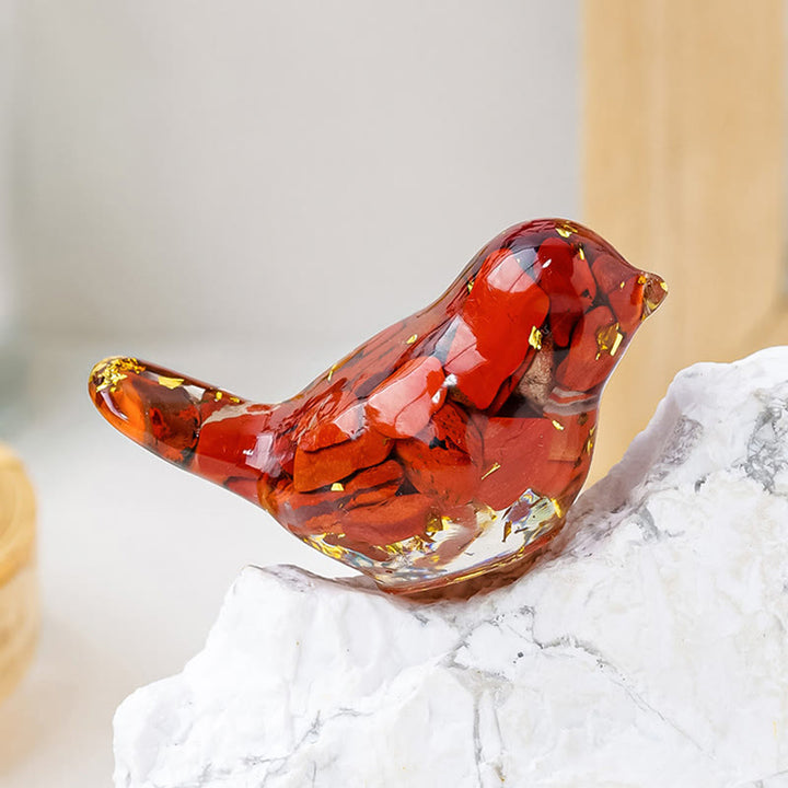Escultura de pájaro de cristal natural de Olivenorma con piedras preciosas decorativas