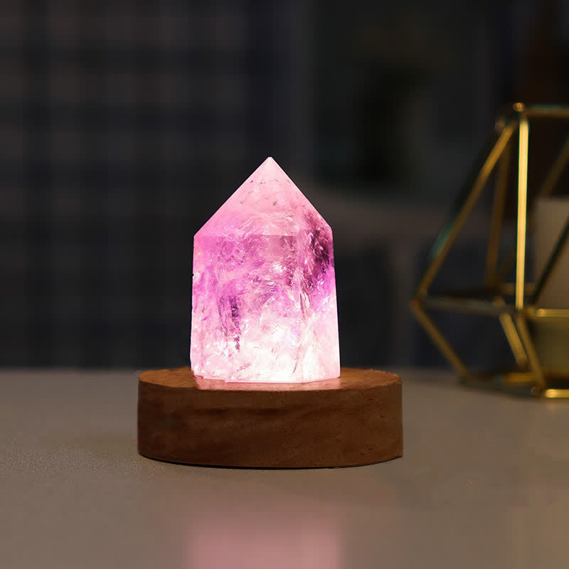 Lámpara decorativa de cristal curativo con cristales naturales de Olivenorma