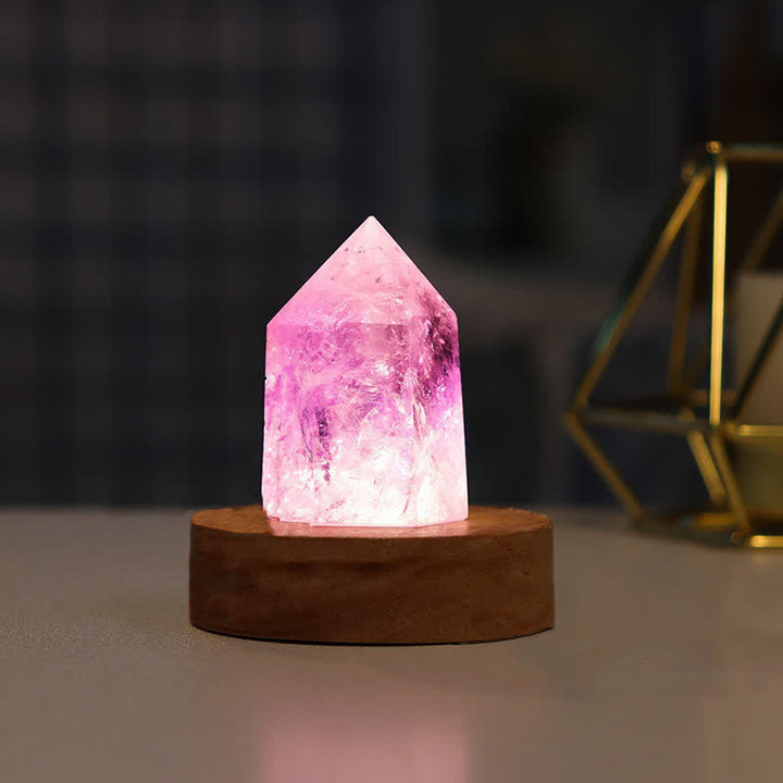 Lámpara decorativa de cristal curativo con cristales naturales de Olivenorma