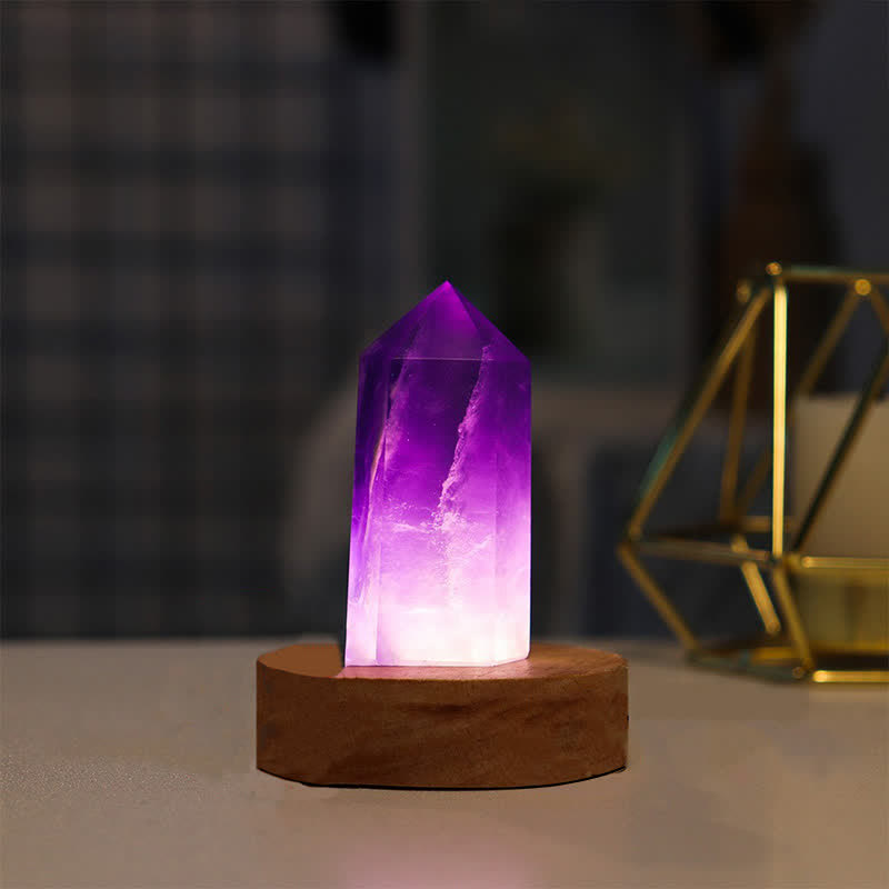 Lámpara decorativa de cristal curativo con cristales naturales de Olivenorma
