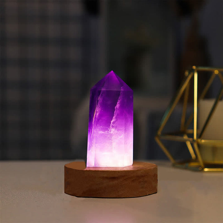 Lámpara decorativa de cristal curativo con cristales naturales de Olivenorma