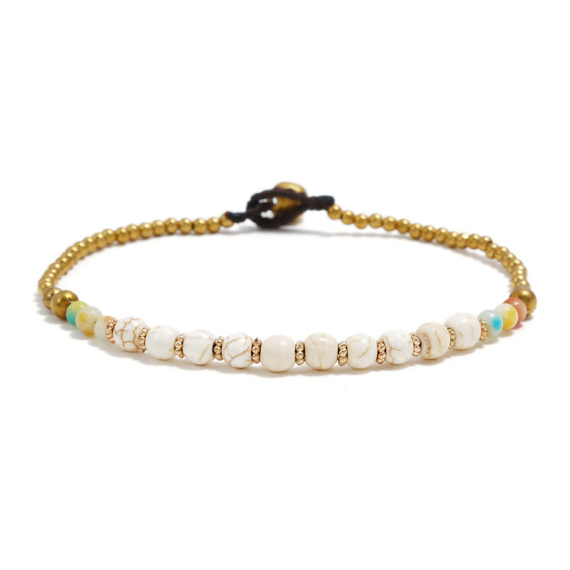 Tobillera con cuentas de gemas turquesas estilo bohemio de Olivenorma