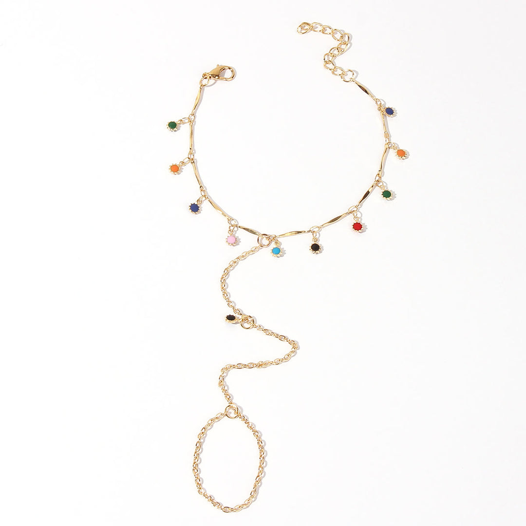 Tobillero con cadena para sandalias descalzas con piedras preciosas naturales de Olivenorma