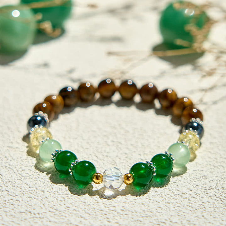 Pulsera de cuentas de aventurina verde y ojo de tigre natural de Olivenorma