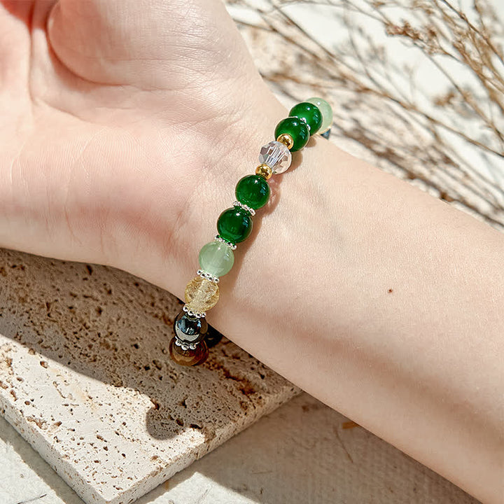 Pulsera de cuentas de aventurina verde y ojo de tigre natural de Olivenorma