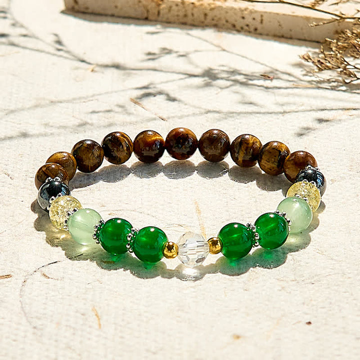 Pulsera de cuentas de aventurina verde y ojo de tigre natural de Olivenorma