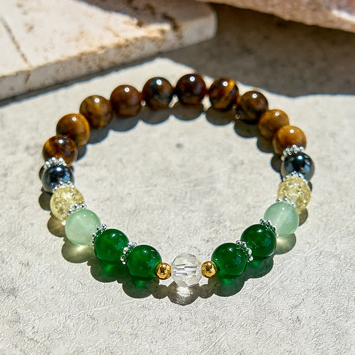 Pulsera de cuentas de aventurina verde y ojo de tigre natural de Olivenorma