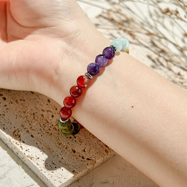 Pulsera de cuentas de cinco piedras naturales de 8 mm de Olivenorma