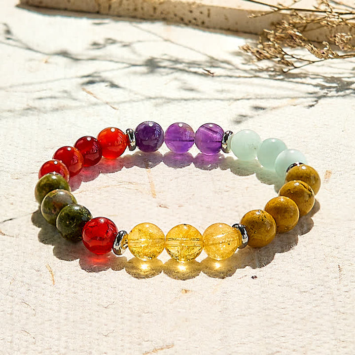 Pulsera de cuentas de cinco piedras naturales de 8 mm de Olivenorma