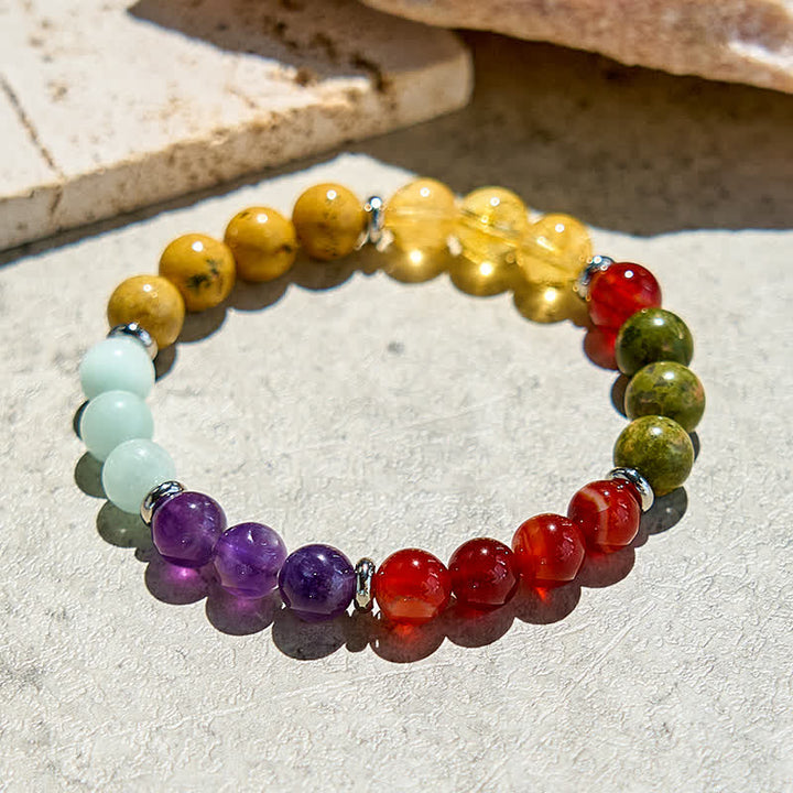 Pulsera de cuentas de cinco piedras naturales de 8 mm de Olivenorma