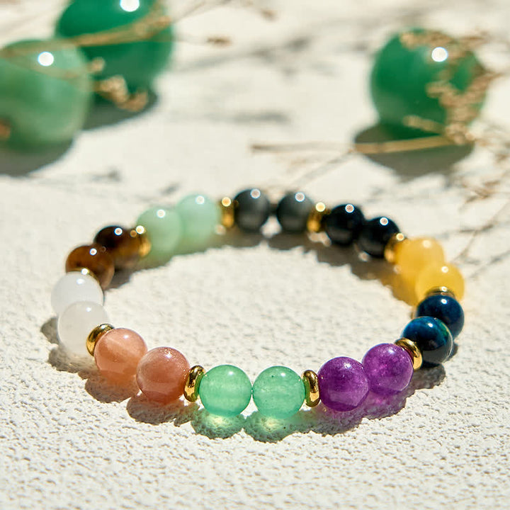 Pulsera de cuentas de piedra natural de 10 tipos Olivenorma