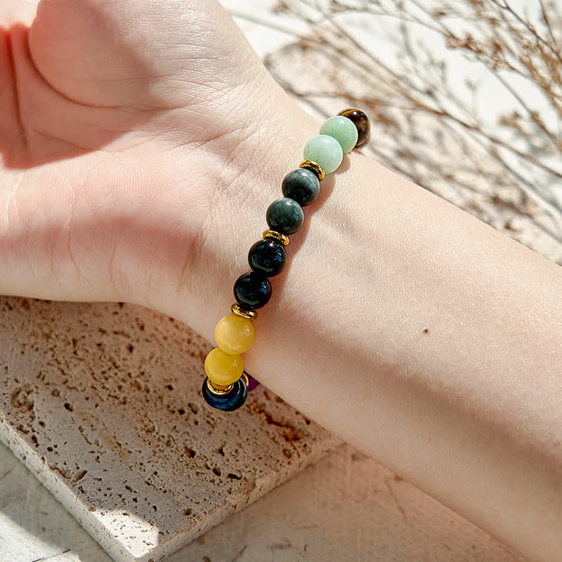 Pulsera de cuentas de piedra natural de 10 tipos Olivenorma