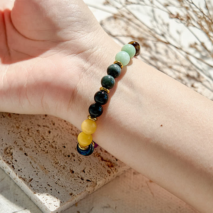 Pulsera de cuentas de piedra natural de 10 tipos Olivenorma
