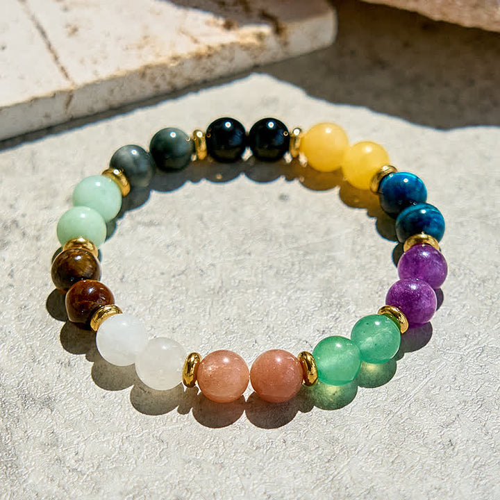 Pulsera de cuentas de piedra natural de 10 tipos Olivenorma