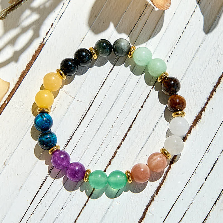 Pulsera de cuentas de piedra natural de 10 tipos Olivenorma