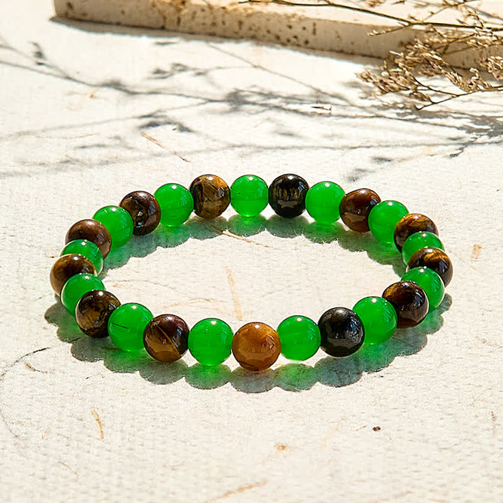 Pulsera de cuentas de ojo de tigre y aventurina verde de 8 mm de Olivenorma