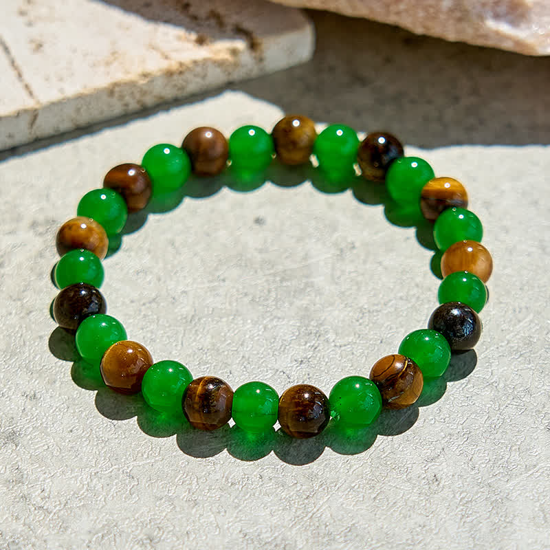 Pulsera de cuentas de ojo de tigre y aventurina verde de 8 mm de Olivenorma