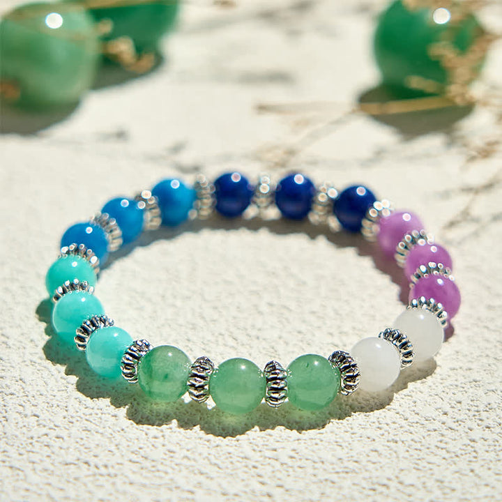 Pulsera de cuentas de amazonita y apatita azul natural de Olivenorma