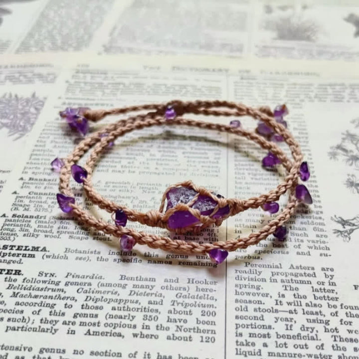 Pulsera trenzada de cristal de amatista natural de Olivenorma