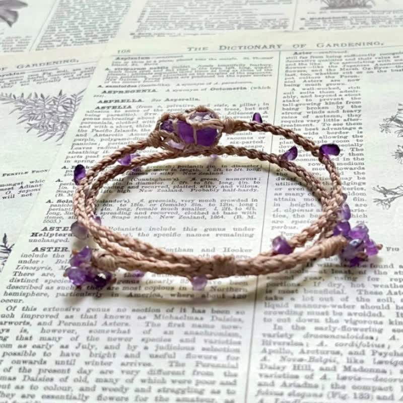 Pulsera trenzada de cristal de amatista natural de Olivenorma