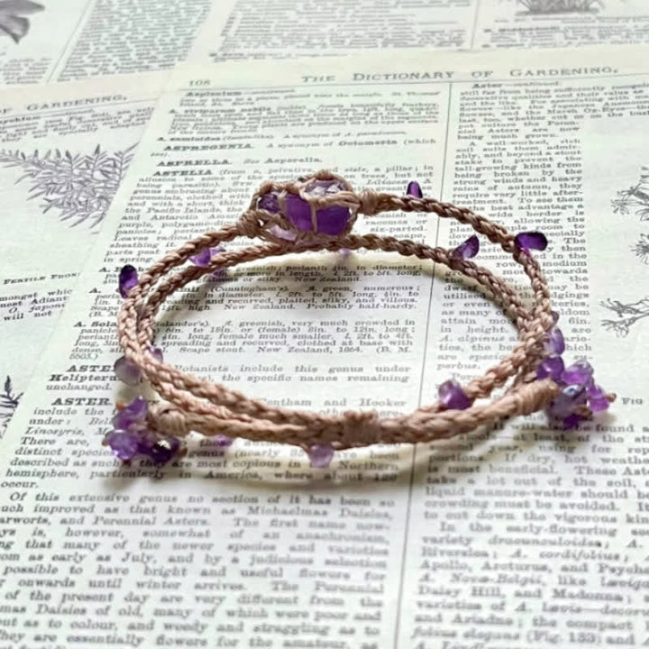 Pulsera trenzada de cristal de amatista natural de Olivenorma