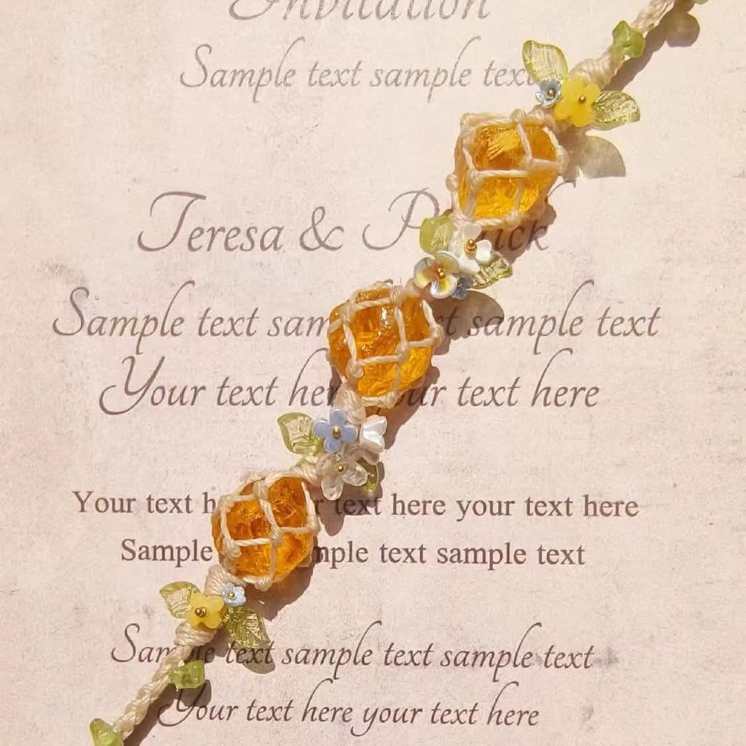 Pulsera trenzada de cristal de peridoto y citrino natural de Olivenorma