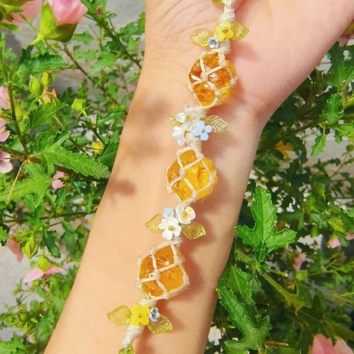 Pulsera trenzada de cristal de peridoto y citrino natural de Olivenorma