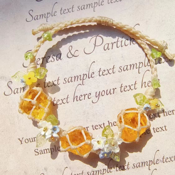 Pulsera trenzada de cristal de peridoto y citrino natural de Olivenorma
