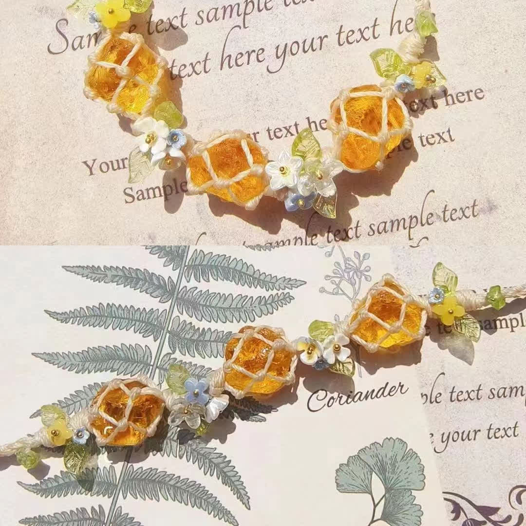 Pulsera trenzada de cristal de peridoto y citrino natural de Olivenorma