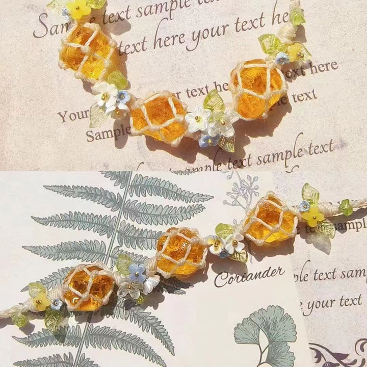 Pulsera trenzada de cristal de peridoto y citrino natural de Olivenorma