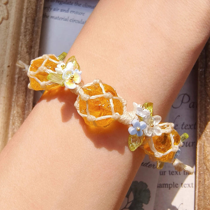 Pulsera trenzada de cristal de peridoto y citrino natural de Olivenorma