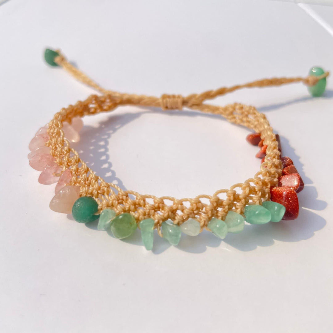 Pulsera trenzada de piedra de cristal natural Olivenorma