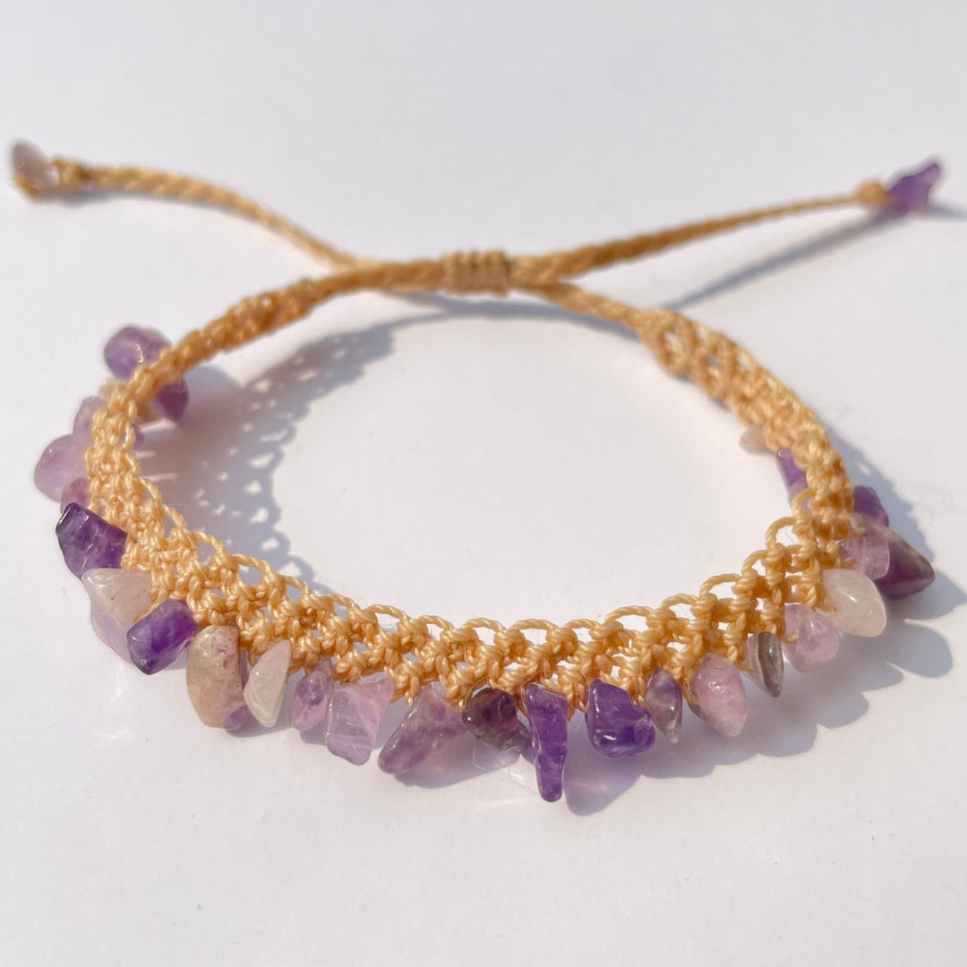 Pulsera trenzada de piedra de cristal natural Olivenorma