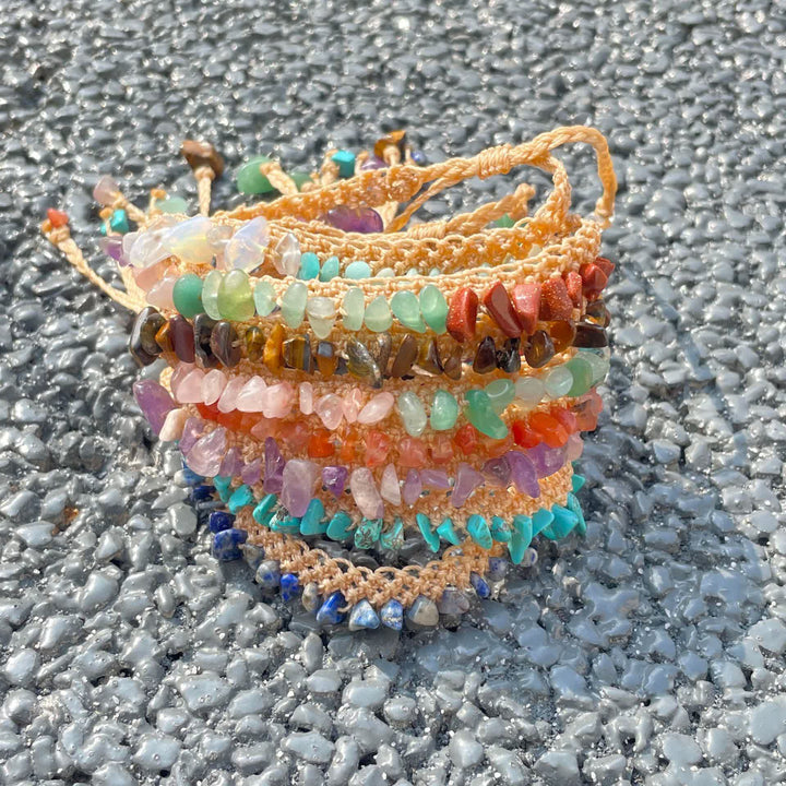 Pulsera trenzada de piedra de cristal natural Olivenorma