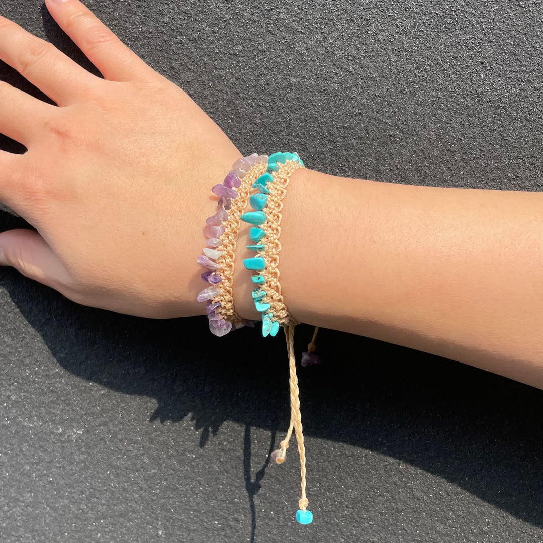 Pulsera trenzada de piedra de cristal natural Olivenorma