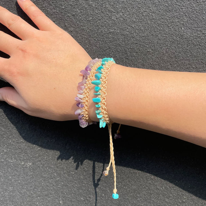 Pulsera trenzada de piedra de cristal natural Olivenorma