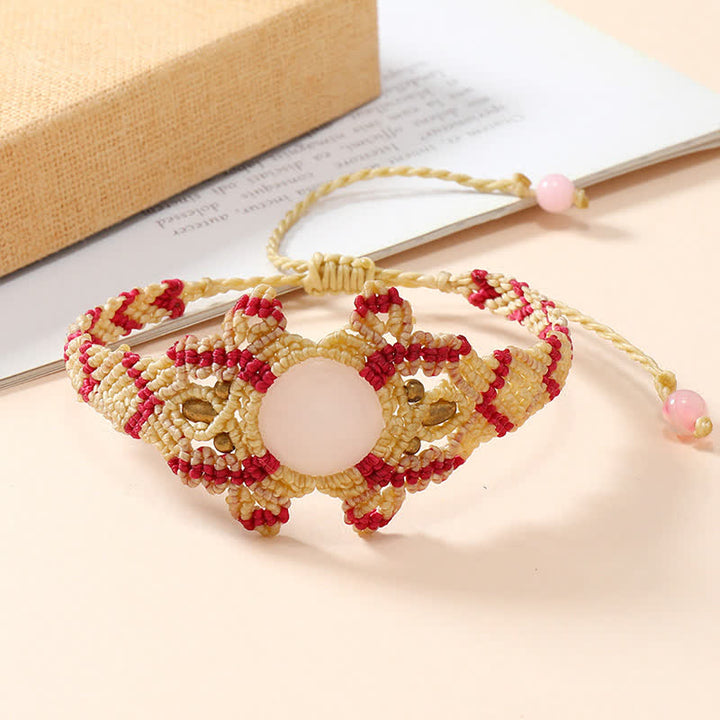 Pulsera trenzada con cristales envueltos y tejida a mano de Olivenorma