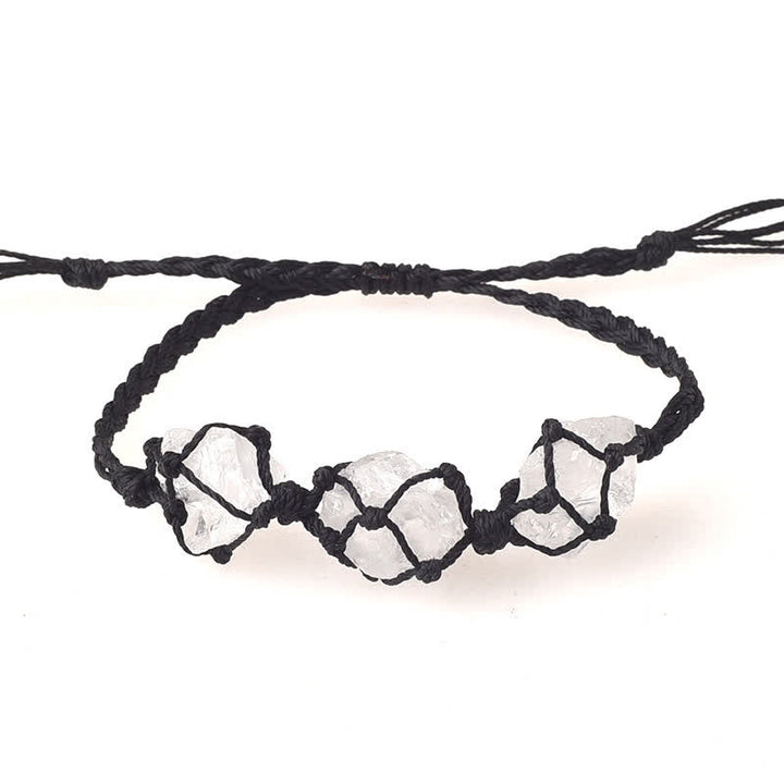 Pulsera trenzada con cristales y tres piedras crudas de Olivenorma