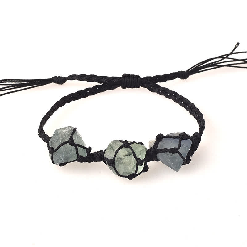 Pulsera trenzada con cristales y tres piedras crudas de Olivenorma