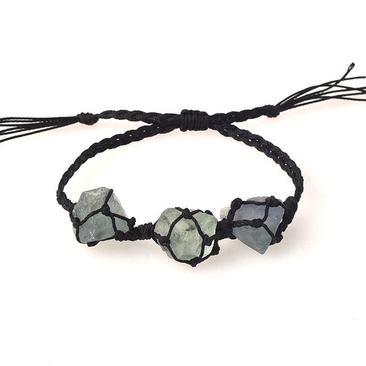 Pulsera trenzada con cristales y tres piedras crudas de Olivenorma