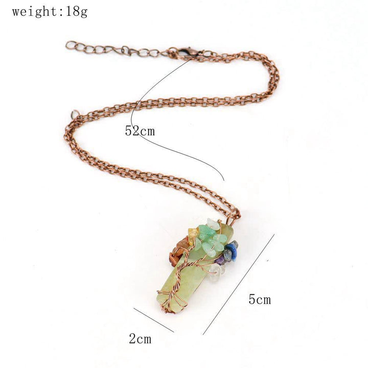 Collar con colgante de chakras de piedra natural rectangular de Olivenorma