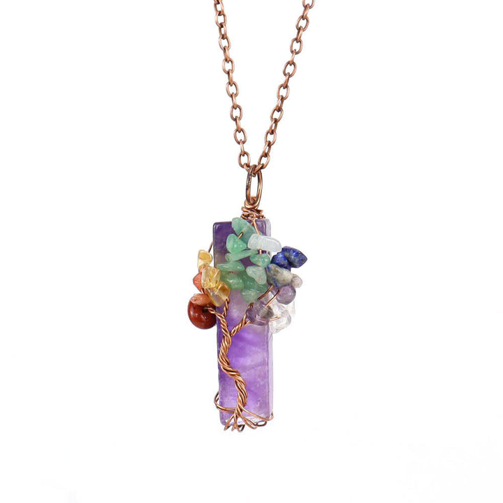 Collar con colgante de chakras de piedra natural rectangular de Olivenorma
