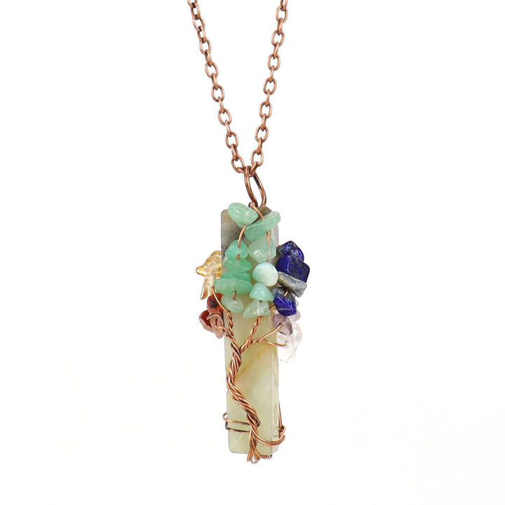 Collar con colgante de chakras de piedra natural rectangular de Olivenorma