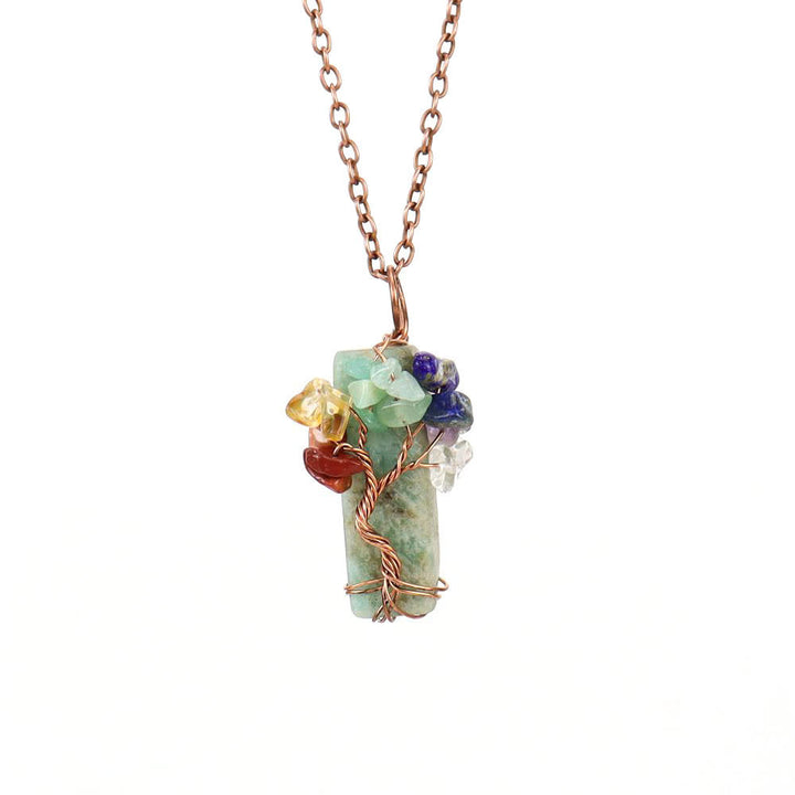 Collar con colgante de chakras de piedra natural rectangular de Olivenorma