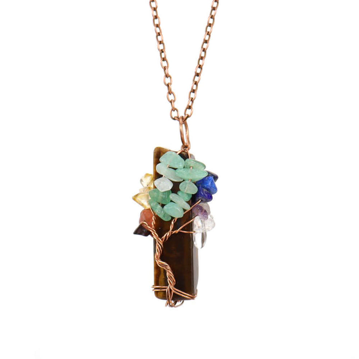 Collar con colgante de chakras de piedra natural rectangular de Olivenorma